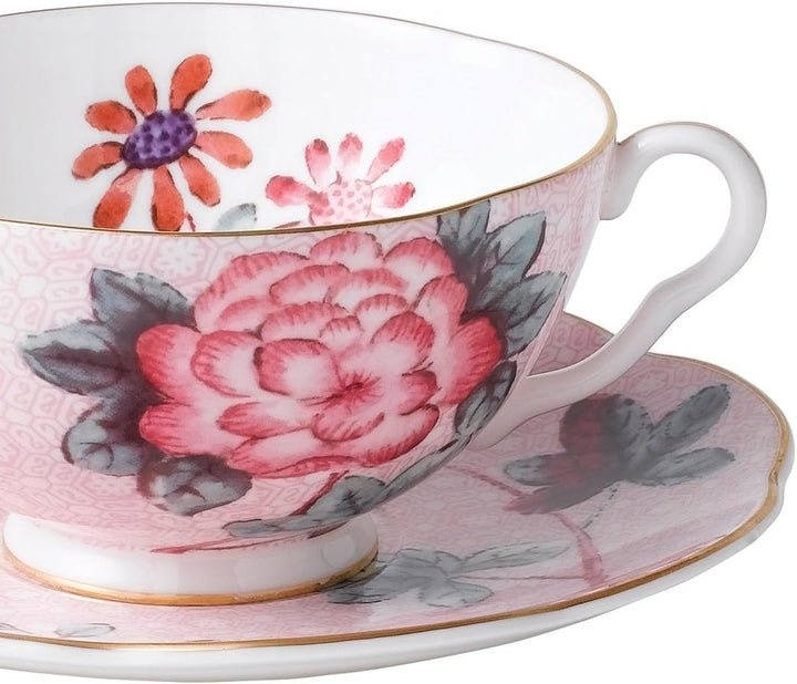 Wedgwood Cuckoo Teetasse und Untertasse, 1 Stück, Pink Rose Klassisch, Rose Klassisch