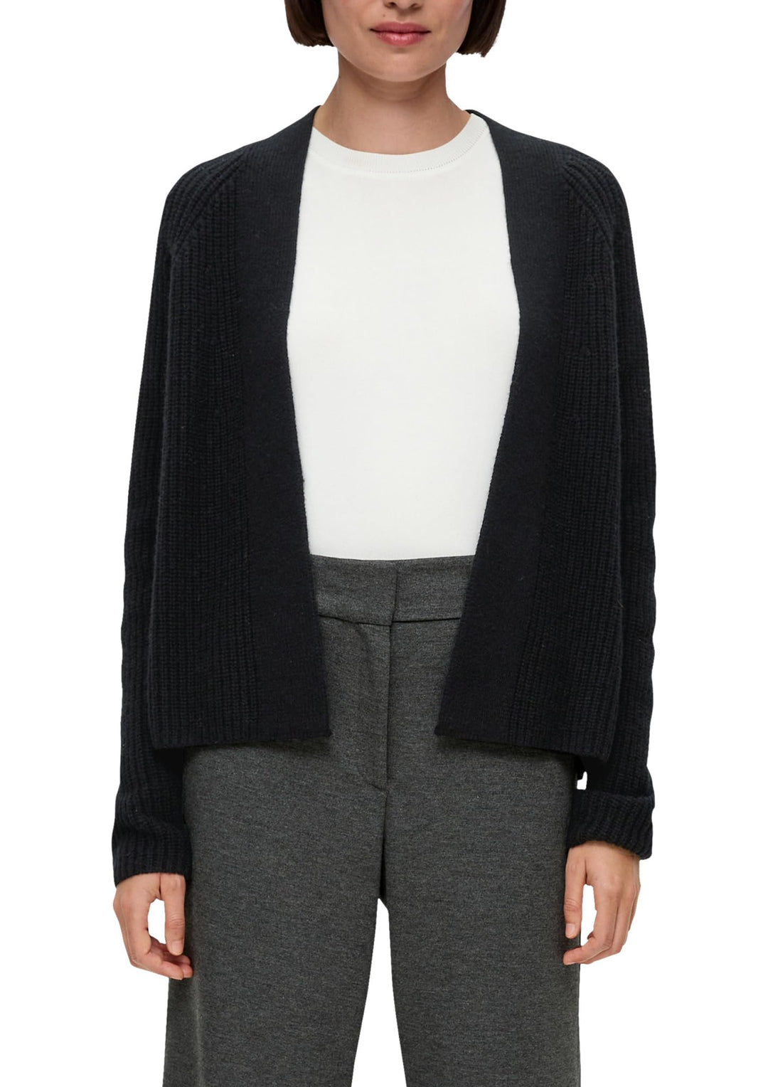 s.Oliver Kurzer Cardigan aus Wollmix 46 Schwarz, 46 Schwarz
