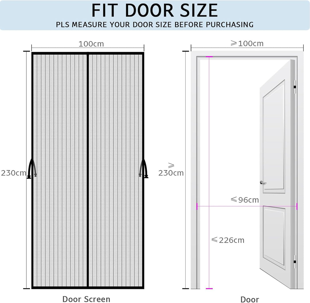 YRH Fliegengitter Balkontür Magnet 100x230 cm, Schwarz Schwarz 100x230 cm, Schwarz 100x230 cm