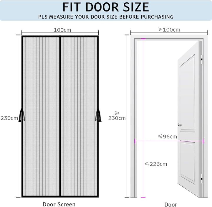 YRH Fliegengitter Balkontür Magnet 100x230 cm, Schwarz Schwarz 100x230 cm, Schwarz 100x230 cm
