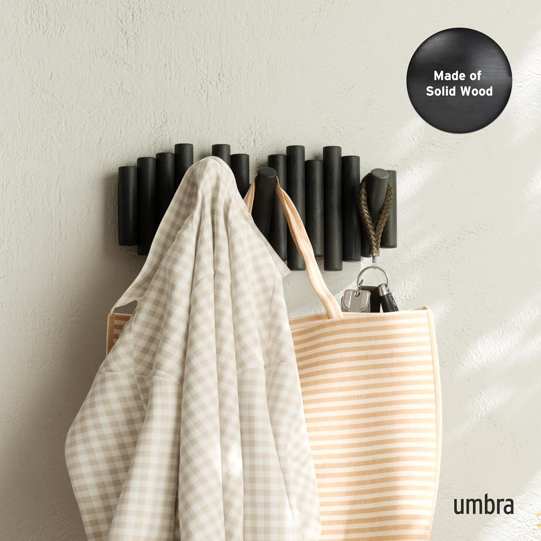 Umbra Picket Garderobenhaken - Garderobenleiste und Moderne Wand Dekoration mit 5 Klapphaken aus ges