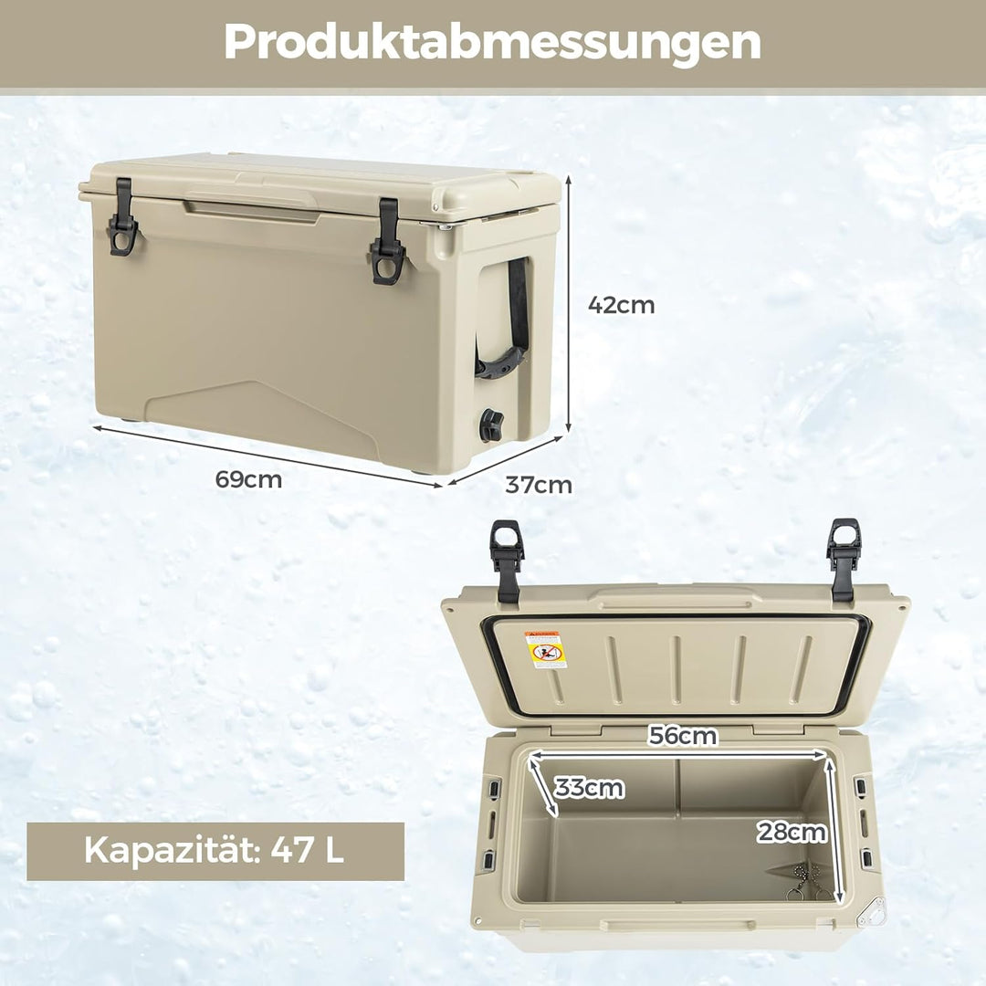 COSTWAY 47L Isolierbox Kühlbox tragbar, Wärmebehälter mit Flaschenöffner und Abflusssystem, Thermobo