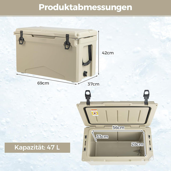 COSTWAY 47L Isolierbox Kühlbox tragbar, Wärmebehälter mit Flaschenöffner und Abflusssystem, Thermobo