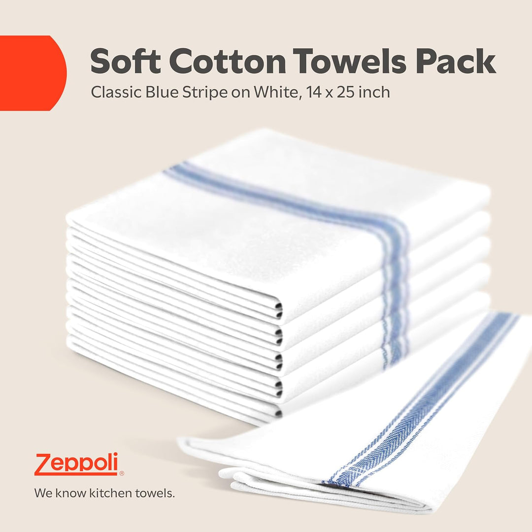 Zeppoli Classic Küchentücher - 15 Pack - 35.5 x 63.5 Zentimeter - 100% natürliche Baumwolle Geschirr