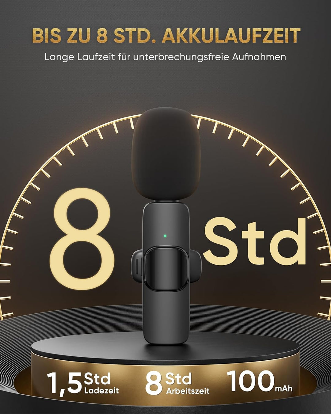 Lavalier Mikrofon Kabellos kompatibel mit iPhone/iPad/Android-Handy/Laptop, Plug-Play Wireless Anste