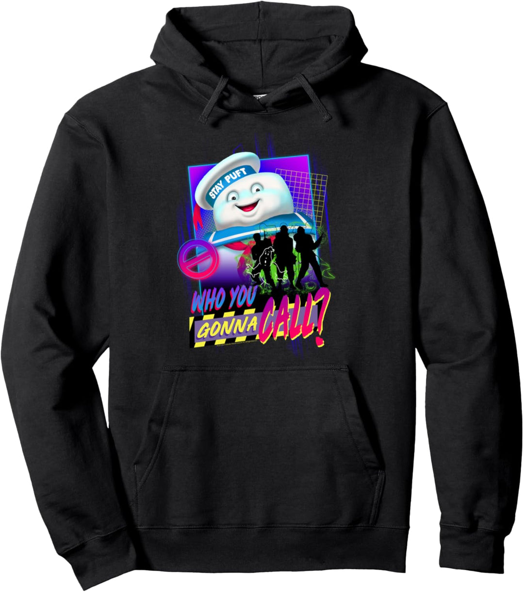 Ghostbusters Who You Gonna Call? Retro Neon Poster Pullover Hoodie