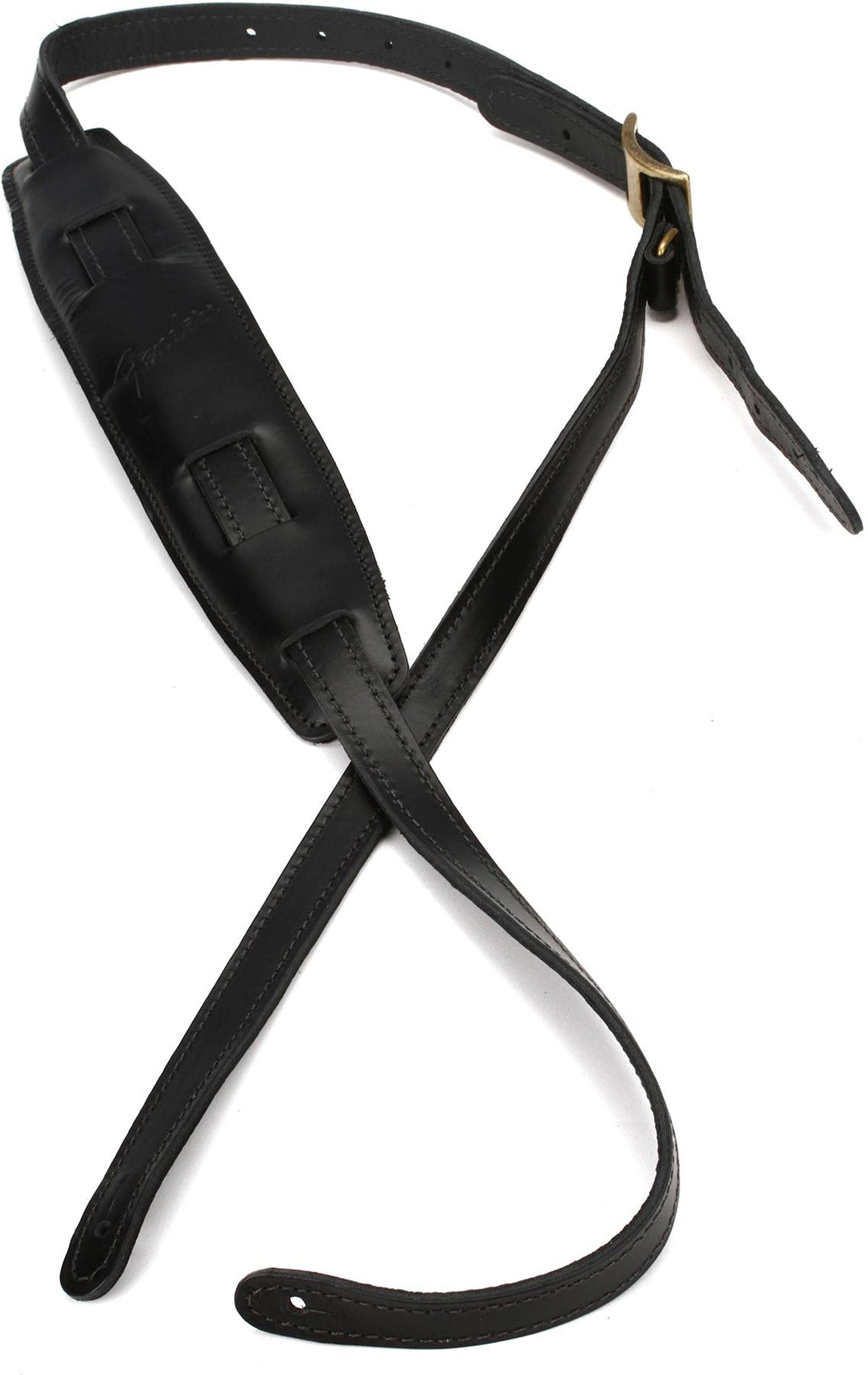 Fender® »MUSTANG® VINTAGE SADDLE STRAP« Gitarrengurt aus Leder - Lange Version - Farbe: Schwarz, Sch