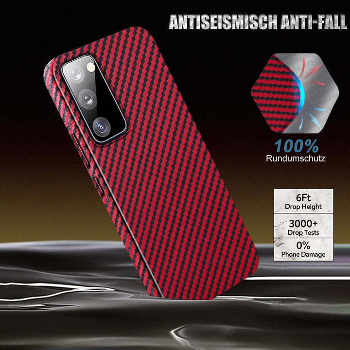 für Samsung S20 FE Hülle Carbon mit Schutzfolie Handyhülle S20 FE 5G Hart Case Ultra dünn Hybrid PC