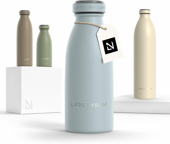 LARS NYSØM Edelstahl Trinkflasche 350ml, 500ml, 750ml, 1L, 1 5 liter | Thermosflasche Kohlensäure ge