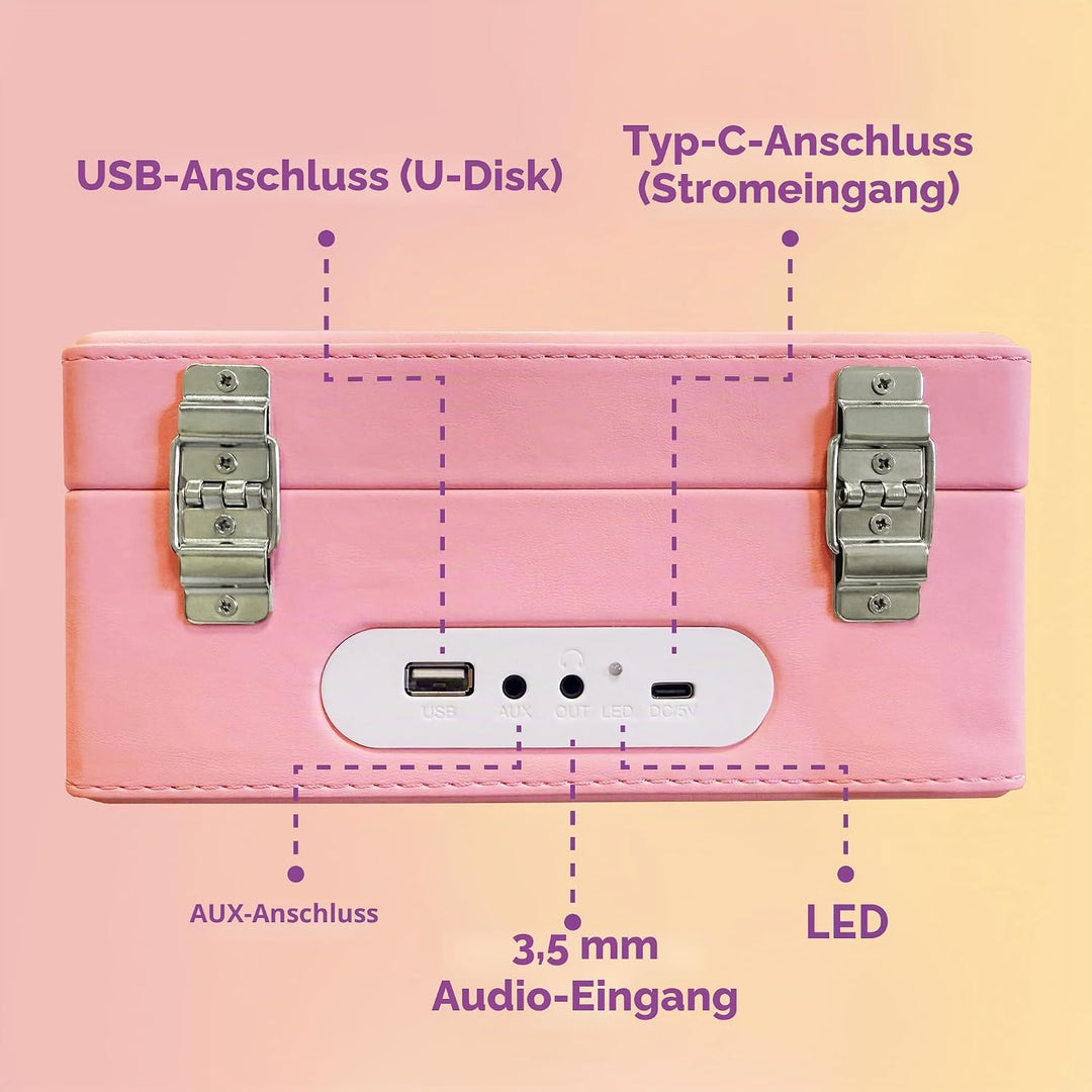 Lisciani – Barbie CD Player im Retro Design – Tragbar mit Kunstlederkoffer – Integrierter Lautsprech