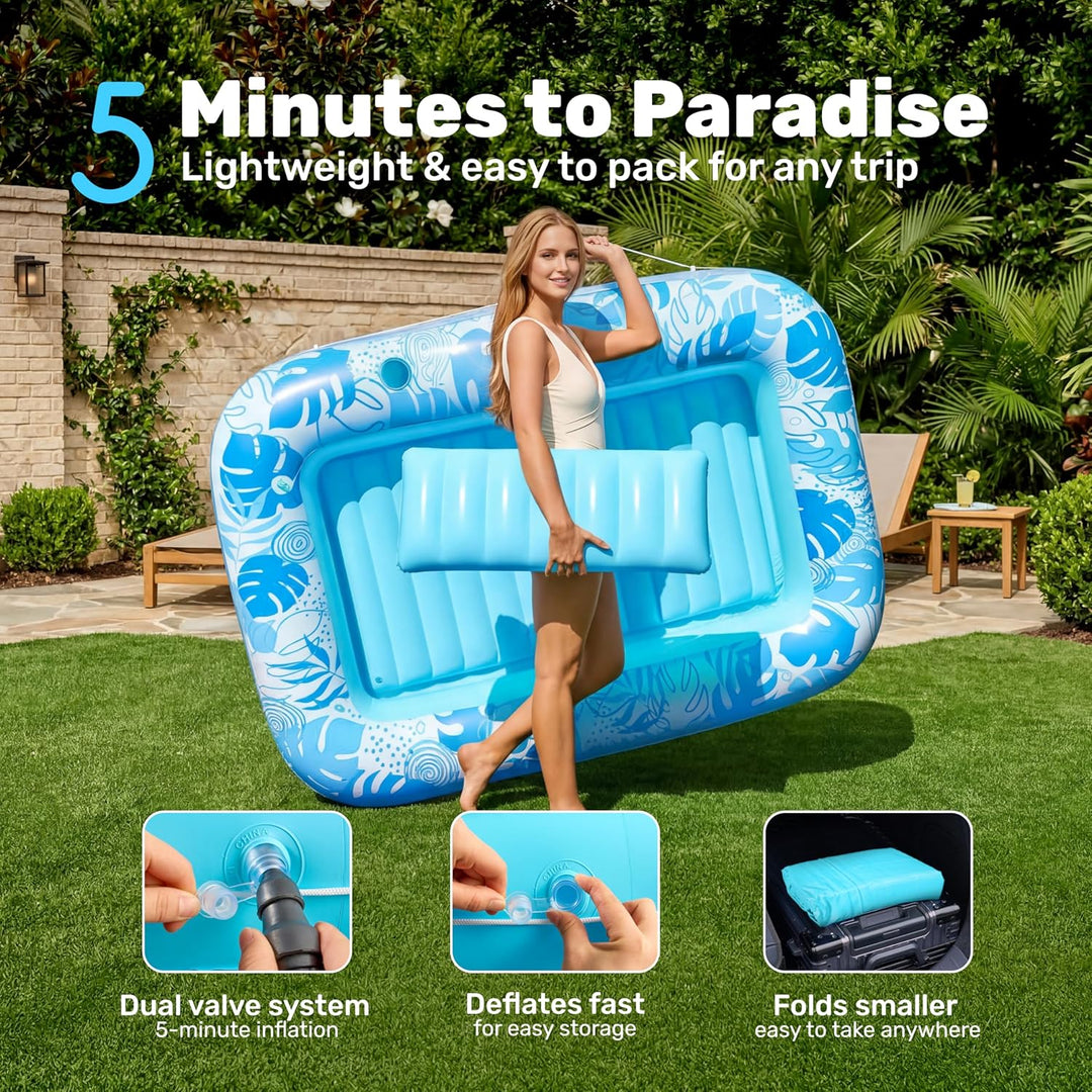 SLOOSH Aufblasbare Tanning Pool, 70" x 46"/ 85" x 57" Grosse aufblasbarer Luftmatratze für Erwachsen