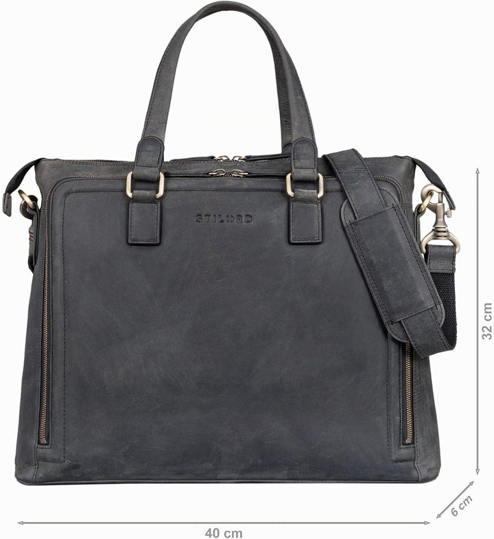 STILORD 'Claire' Businesstasche Damen Leder 15 Zoll Laptoptasche DIN A4 Aktentasche Umhängetasche un