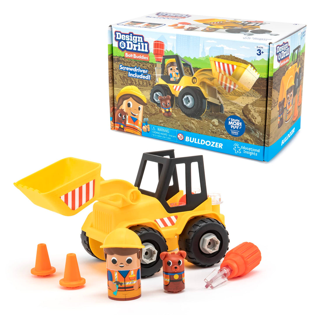 Learning Resources Design &amp; Drill Schrauberkumpel Planierraupe, Spielzeug zum Auseinanderbauen, mit