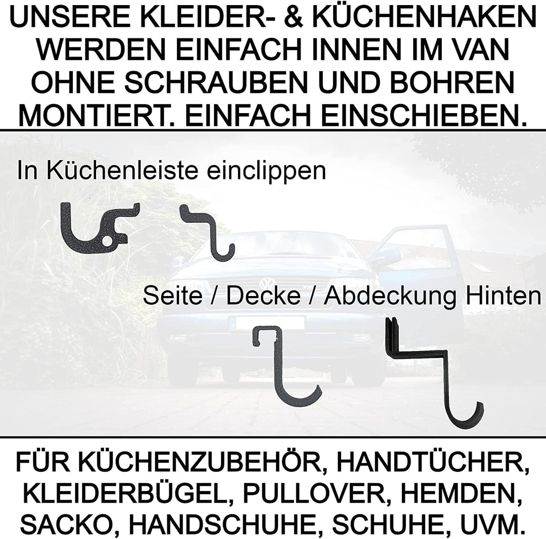 ULROAD 20 Haken für VW T5 T6 T6.1 California Bulli Ösen Kleiderhaken Küche Aufhängung Kederhaken Ked