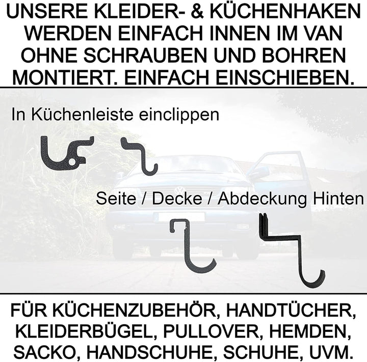 ULROAD 20 Haken für VW T5 T6 T6.1 California Bulli Ösen Kleiderhaken Küche Aufhängung Kederhaken Ked
