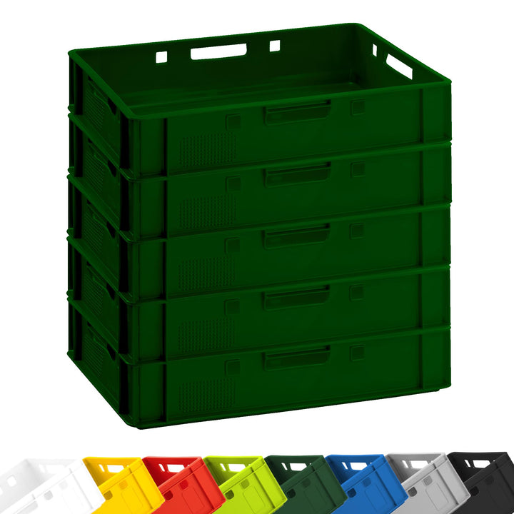 Fleischkiste E1 Eurobox Lagerkiste 60x40x12,5 cm Dunkelgrün Stapelkiste | BURI, Metzgerkiste, flach,