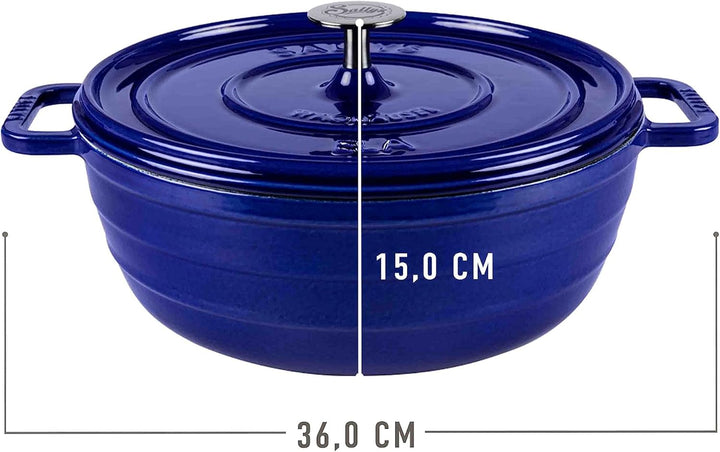 Sallys 'Ela' Deluxe Gusseisentopf - Robustes und Hochwertiges Kochjuwel für Perfektes Garen (Royal B