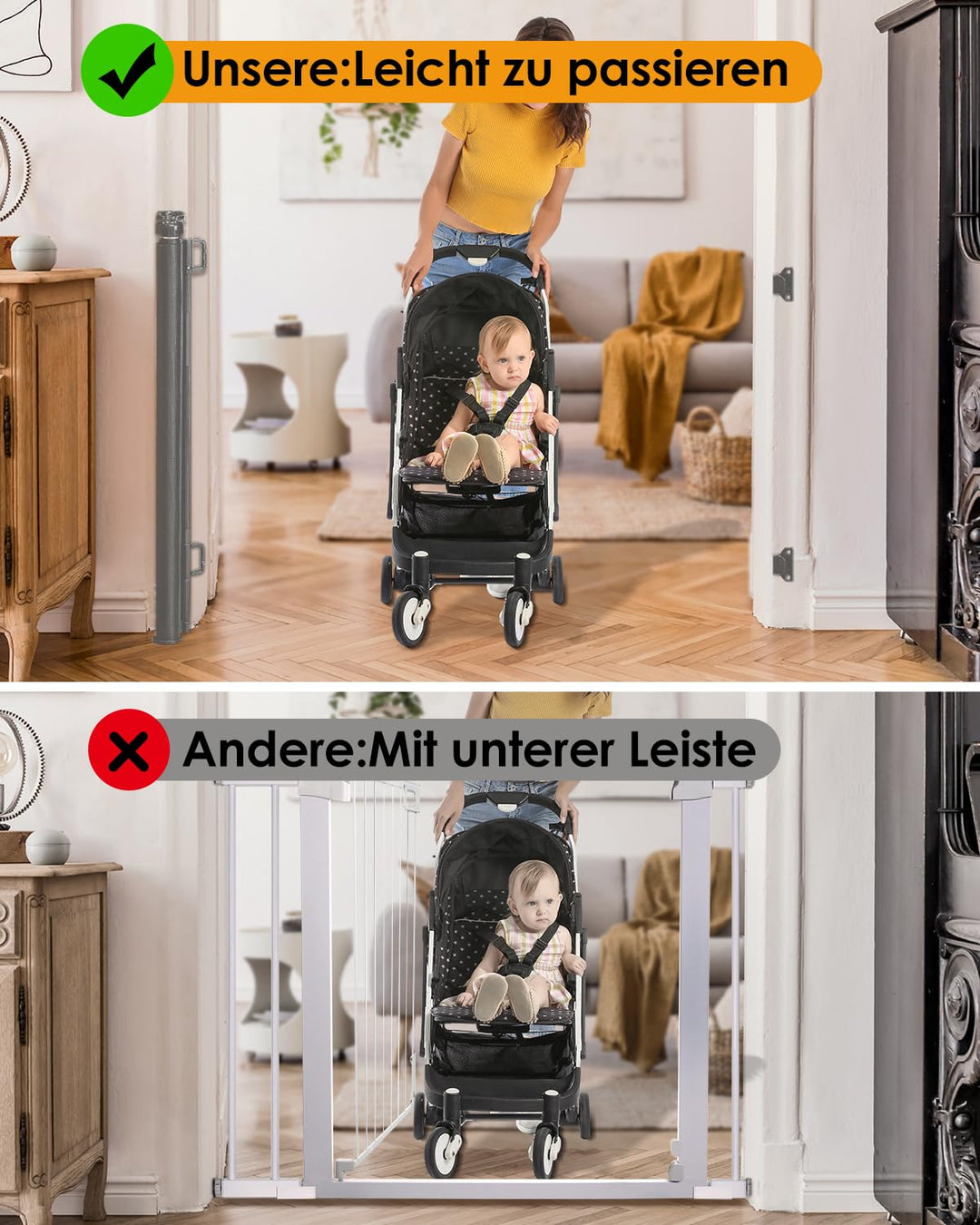 derimkcoa 2 Pack Treppenschutzgitter Ausziehbar für Babys, 0-140 cm Baby Absperrgitter Türschutzgitt