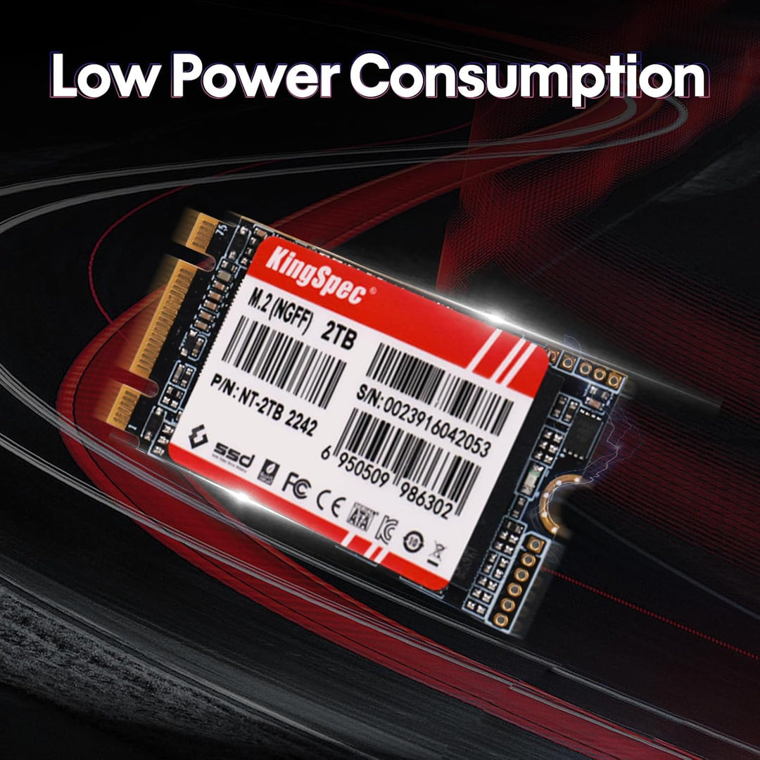 KingSpec NT-2242 SSD 2TB M.2 SATA III Bis zu 520 MB/s, 2242 Grösse SATA-Protokol, für Mini-PCs/Ultra