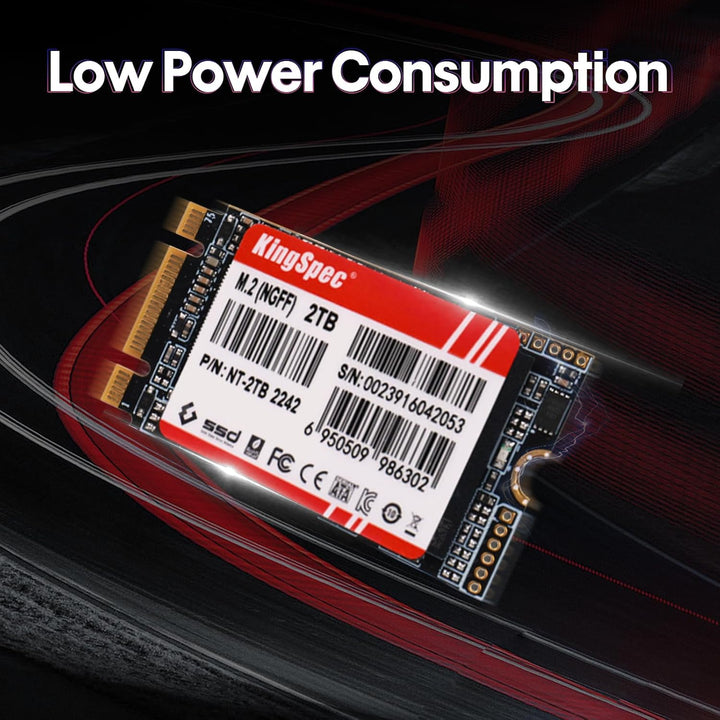 KingSpec NT-2242 SSD 2TB M.2 SATA III Bis zu 520 MB/s, 2242 Grösse SATA-Protokol, für Mini-PCs/Ultra