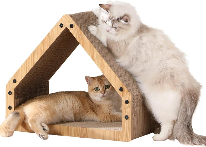 FUKUMARU Kratzbrett Katzen, Extralange 41 cm Hausform Kratzpappe für Katzen, Cat Scratching Board au
