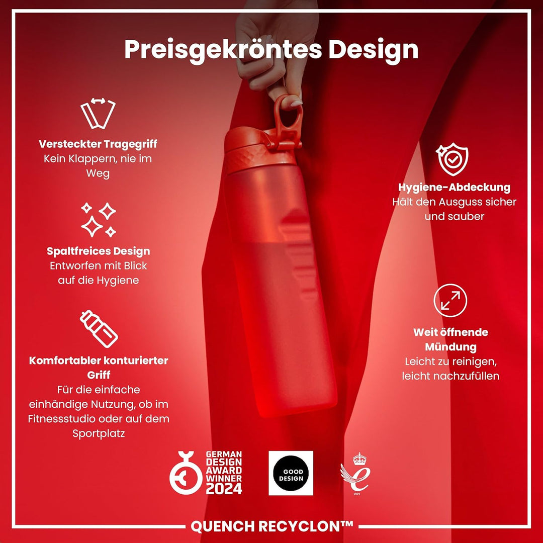 ion8 1 Liter Trinkflasche, 1000ml, Auslaufsicher, Einhandöffnung, Sichere Verriegelung, Spülmaschine
