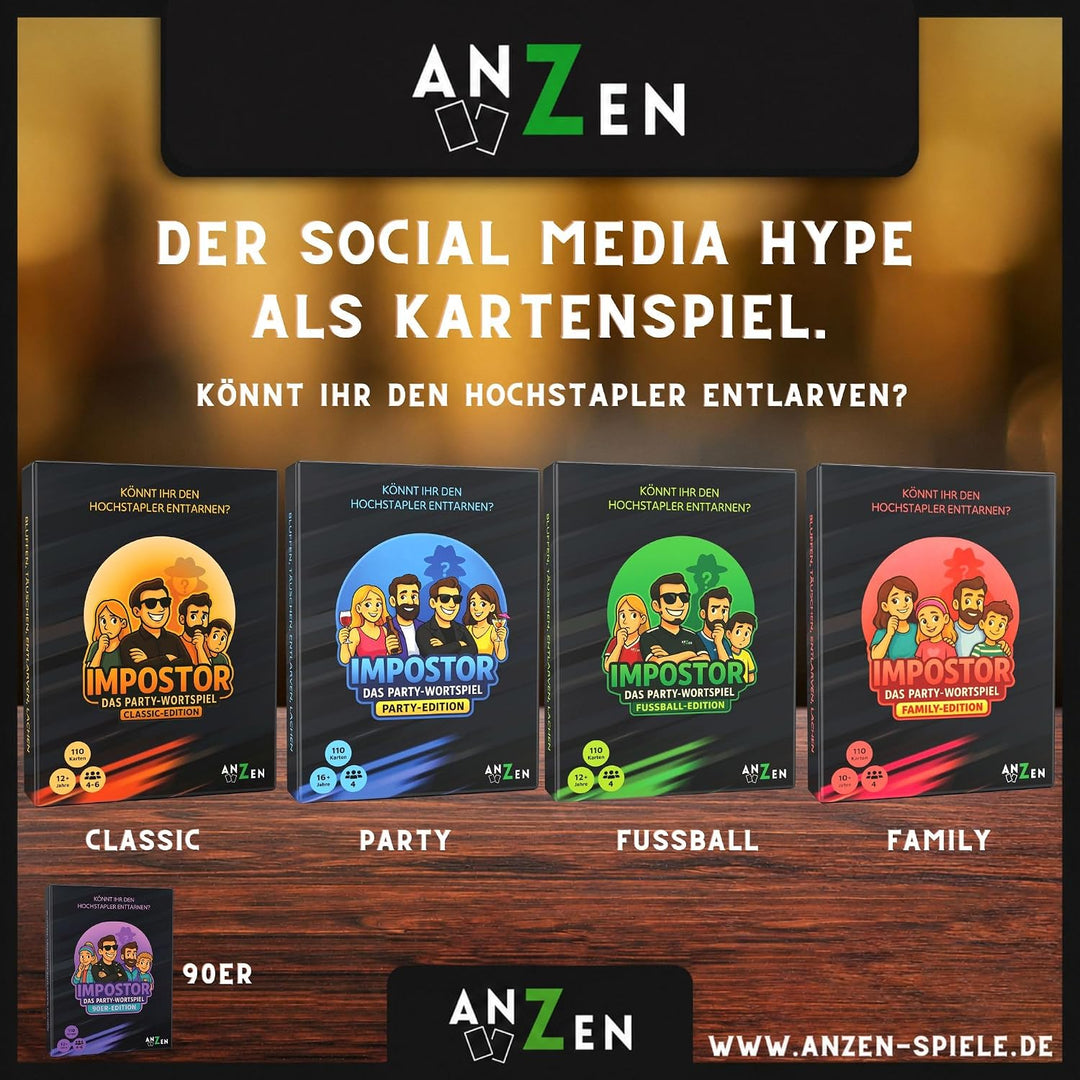IMPOSTOR - Das Party-Wortspiel - Classic-Edition | Imposter Kartenspiel | Könnt ihr den Hochstapler