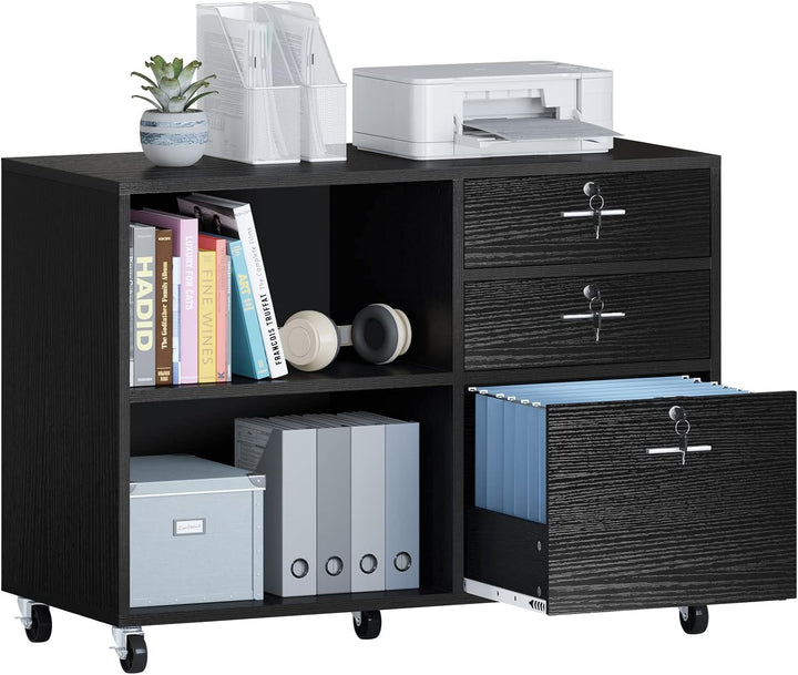 YITAHOME 3 Schubladen Mobile Aktenschrank für A4, Briefgrösse Dokumente, Holz Seitenschrank für Home