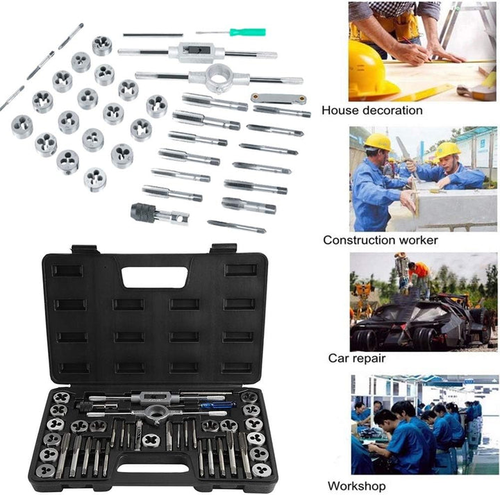 Gewindeschneider Set 40tlg, Profi Gewindebohrerset Feingewinde Gewindeschneidsatz Metrisch M3-M12 Ge