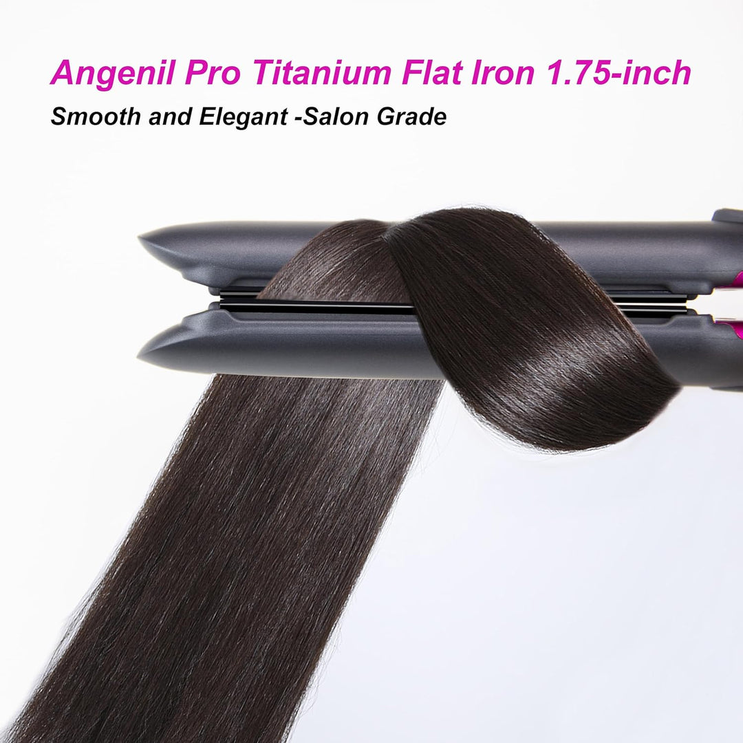 ANGENIL Titan Professioneller Glätteisen 4.5 cm Ion Haarglätter 2-in-1 Glätteisen Locken und Glätten