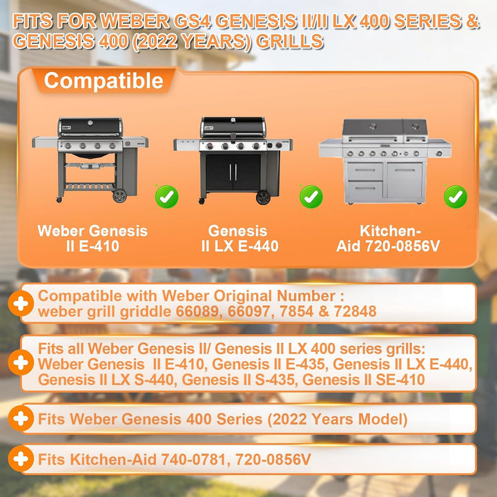 Ersatz-Grillteile für Weber Genesis 2 GS4 Roste 66089 66097, Genesis II E-410, E-435, S-435, SE-410,