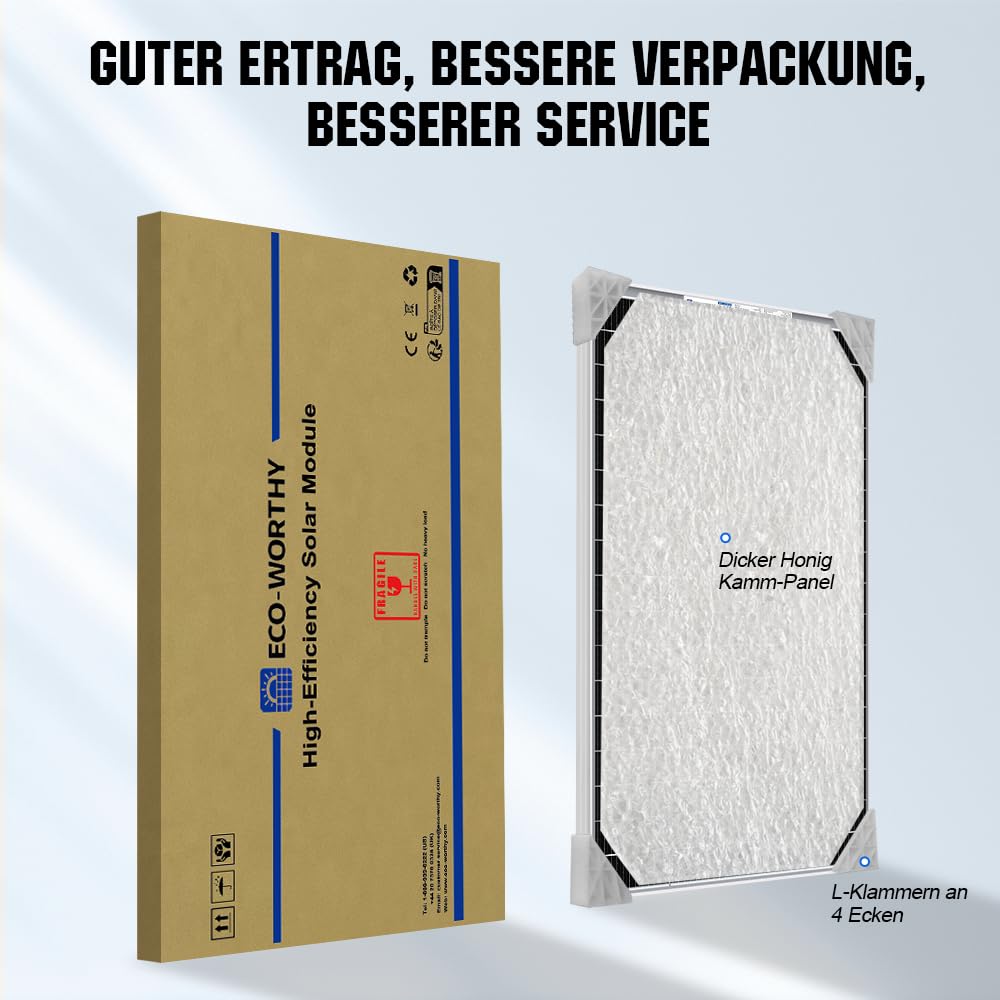 ECO-WORTHY Bifaziales Solarpanel120W 18V, Monokristallin Solarmodul für 12V Batterien, Photovoltaik,