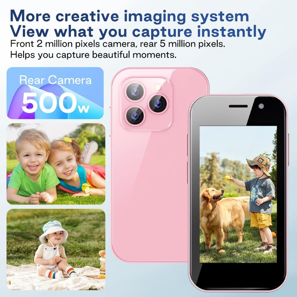 Mini Handy Smartphone für Kinder 3-Zoll-Bildschirm 2000 mAh 3GB RAM 64GB ROM 2.0+5.0MP Gesicht entsp