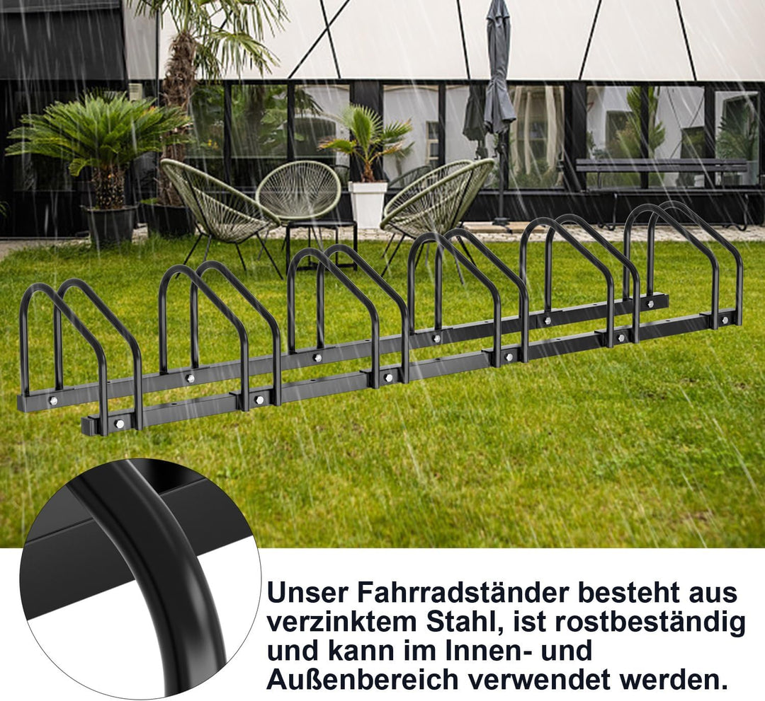 Fahrradständer Boden für 6 Fahrräder, 30cm Radabstand 35-55mm Reifenbreite rostfreier Stahl selbstsi