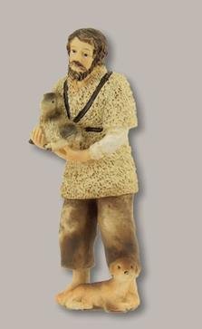 Unbekannt Krippenfiguren Hirte mit Schaf und Hund geeignet für 12cm Figuren
