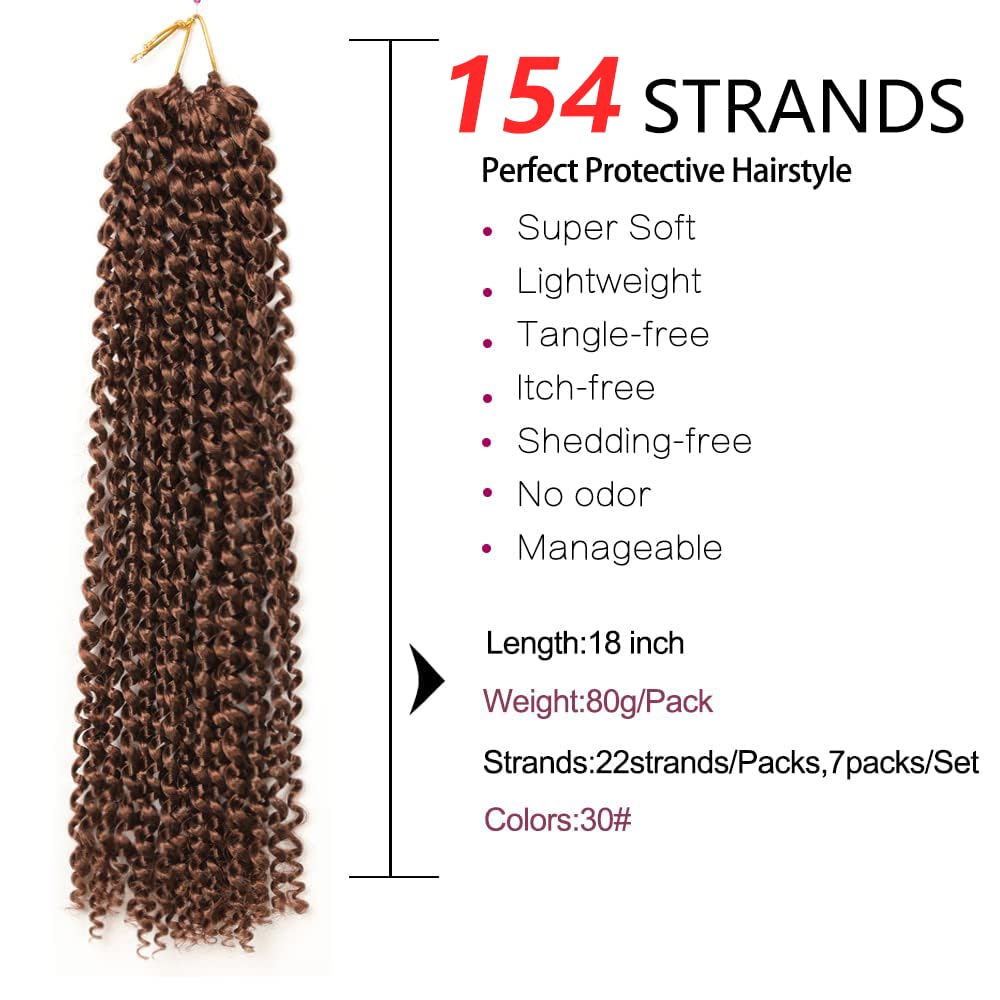 Passion Twist Hair, 7 Packungen 18-Zoll-Wasserwellen-Häkelhaar für langes böhmisches Haar Flechten v