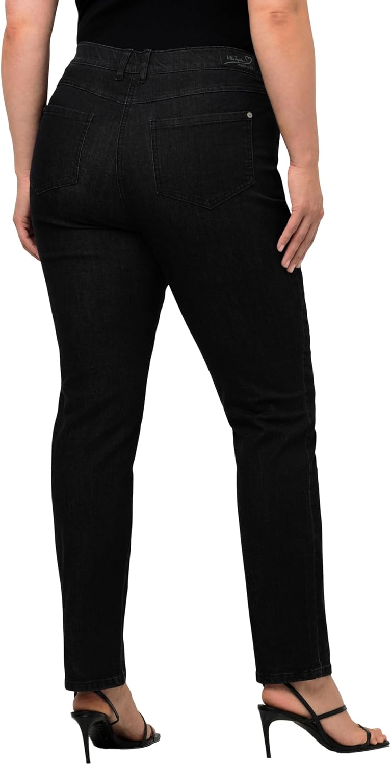 Ulla Popken Damen Basic Shirt Bluse, Dimmbar 56W / 30L Schwarz, 56W / 30L Schwarz