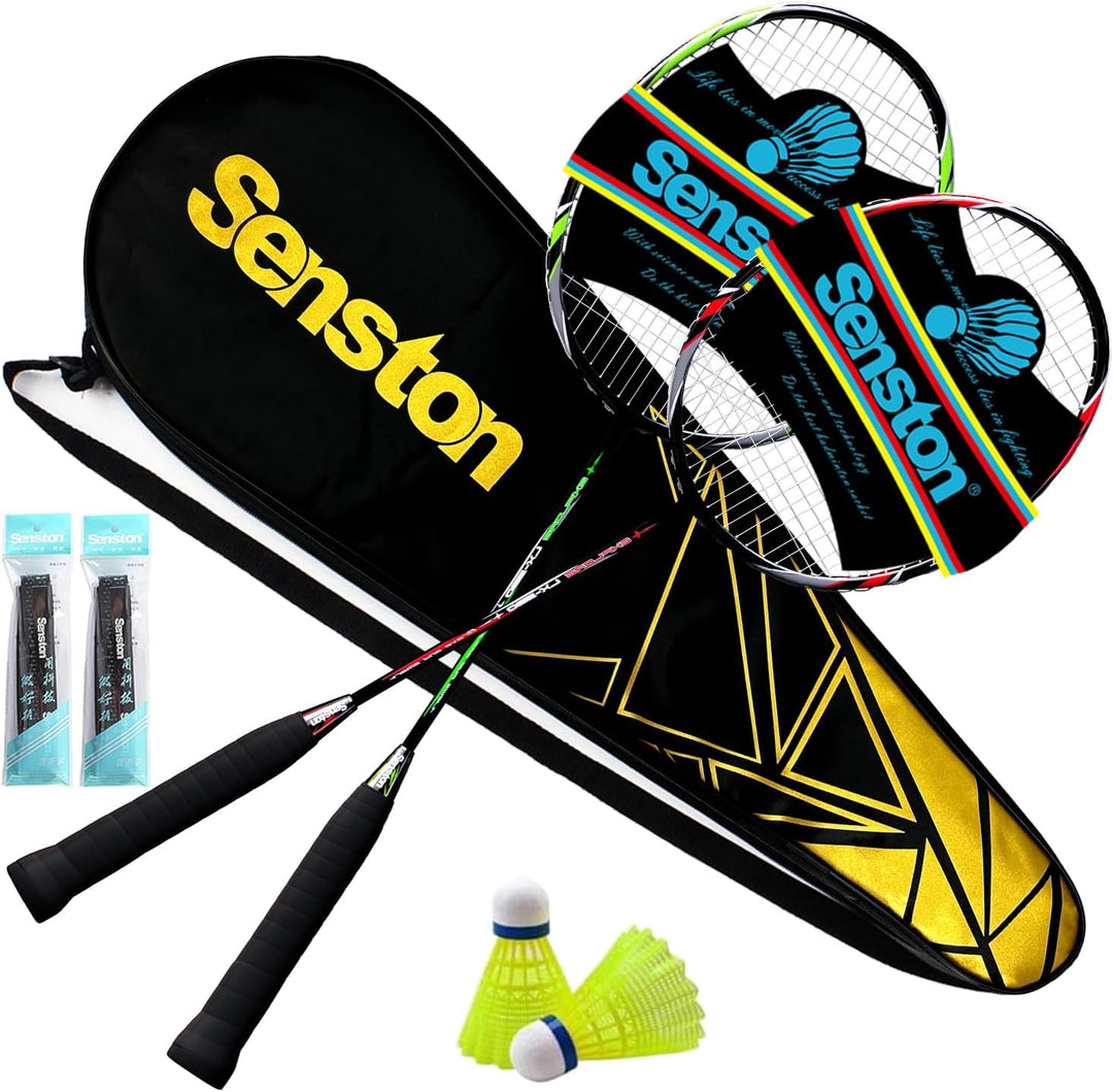 Senston Graphit Badminton Set Profi Badmintonschläger Leichtgewicht Badminton Schläger Federballschl
