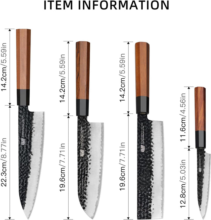 FINDKING Dynasty Serie 4PCS Küchenmesserset, Professionelles japanisches Kochmesserset, Klinge aus 9