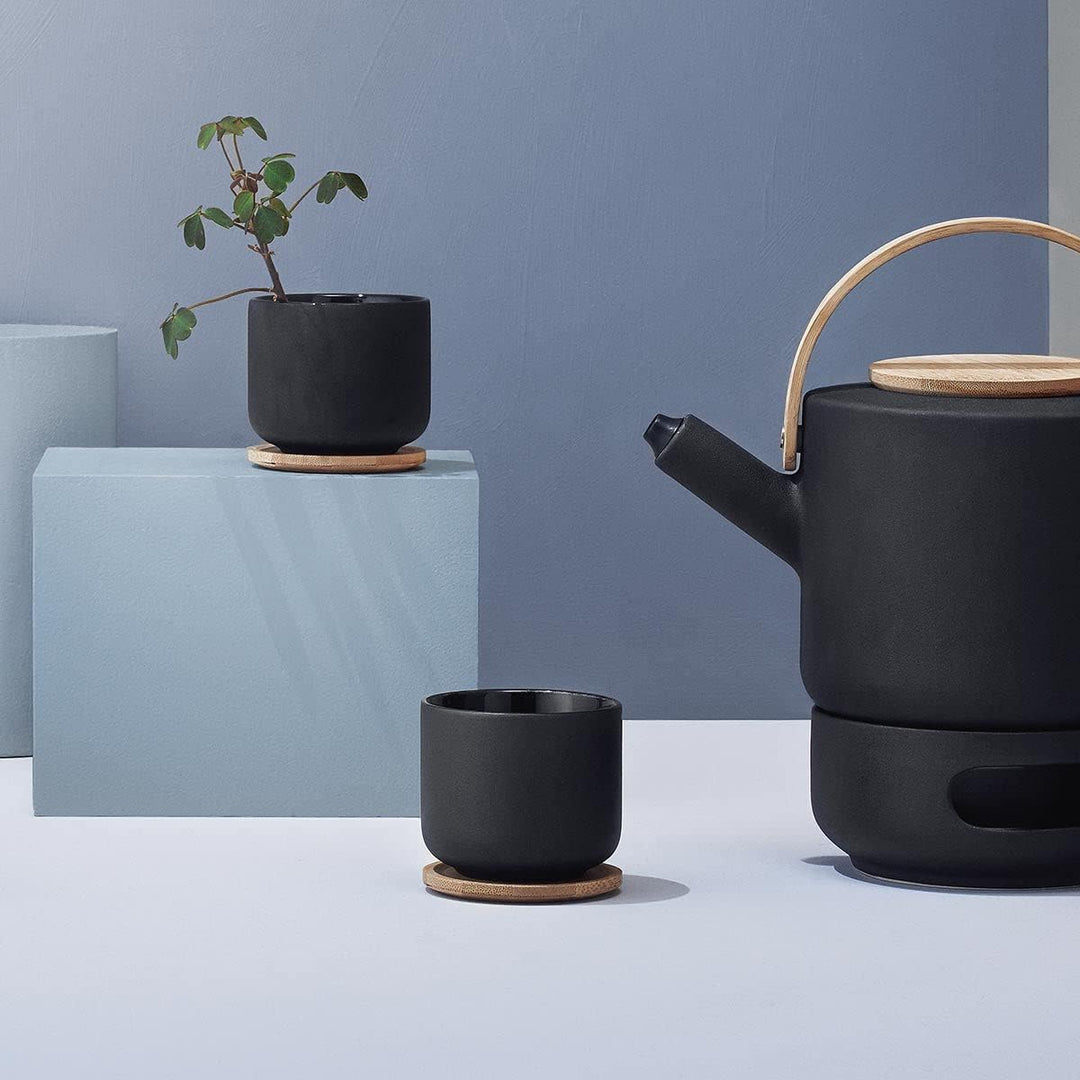 Stelton Teebecher Theo - Trinkbecher für Tee, Kaffee & heisse Schokolade - Steinzeug, gusseiserne Au