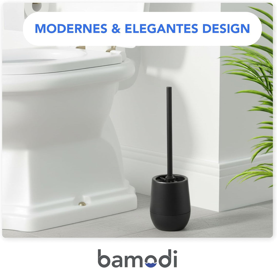 Bamodi Klobürste Schwarz WC-Bürsten und Halter - Toiletten Silicon Brush - Toilettenbürste mit steif