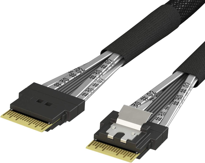 LINKUP Slim SAS SFF-8654 4i Straight to SFF-8654 4i Straight 24Gbps High Speed SAS4.0/PCIE4.0 Cable