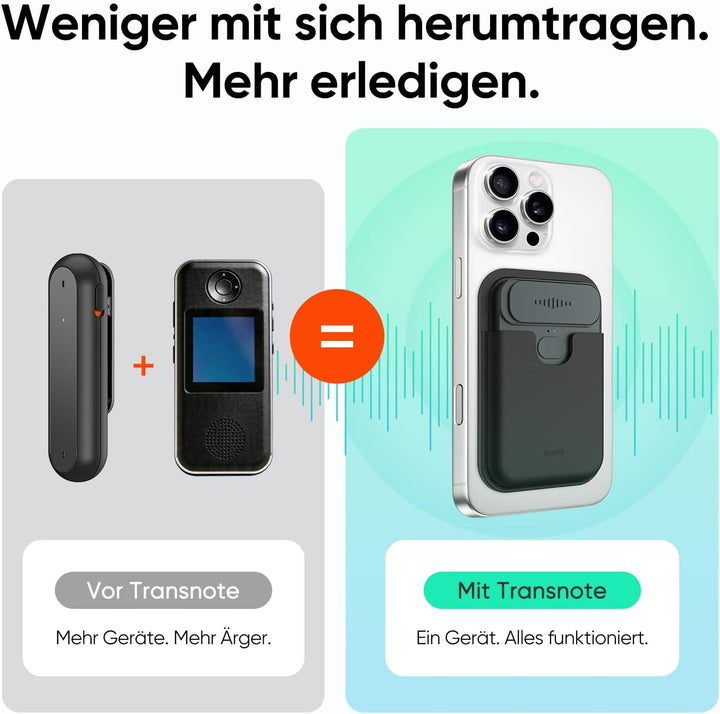 KI-Diktiergerät für Notizen &amp; Zusammenfassung (Schwarz)