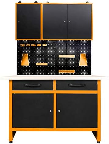 METALLMOBELL – Werkzeugschrank Metall 60x40x20 cm, mit Metallregalen, Wandwerkzeugtafel und Schloss,