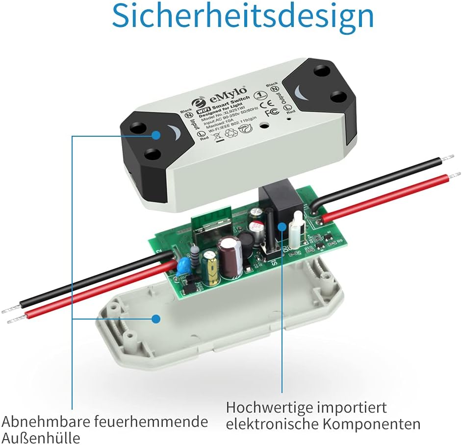 eMylo WLAN Schalter Universal Smart WiFi Lichtschalter Relaismodul Schalter Fernbedienung Timer Spra