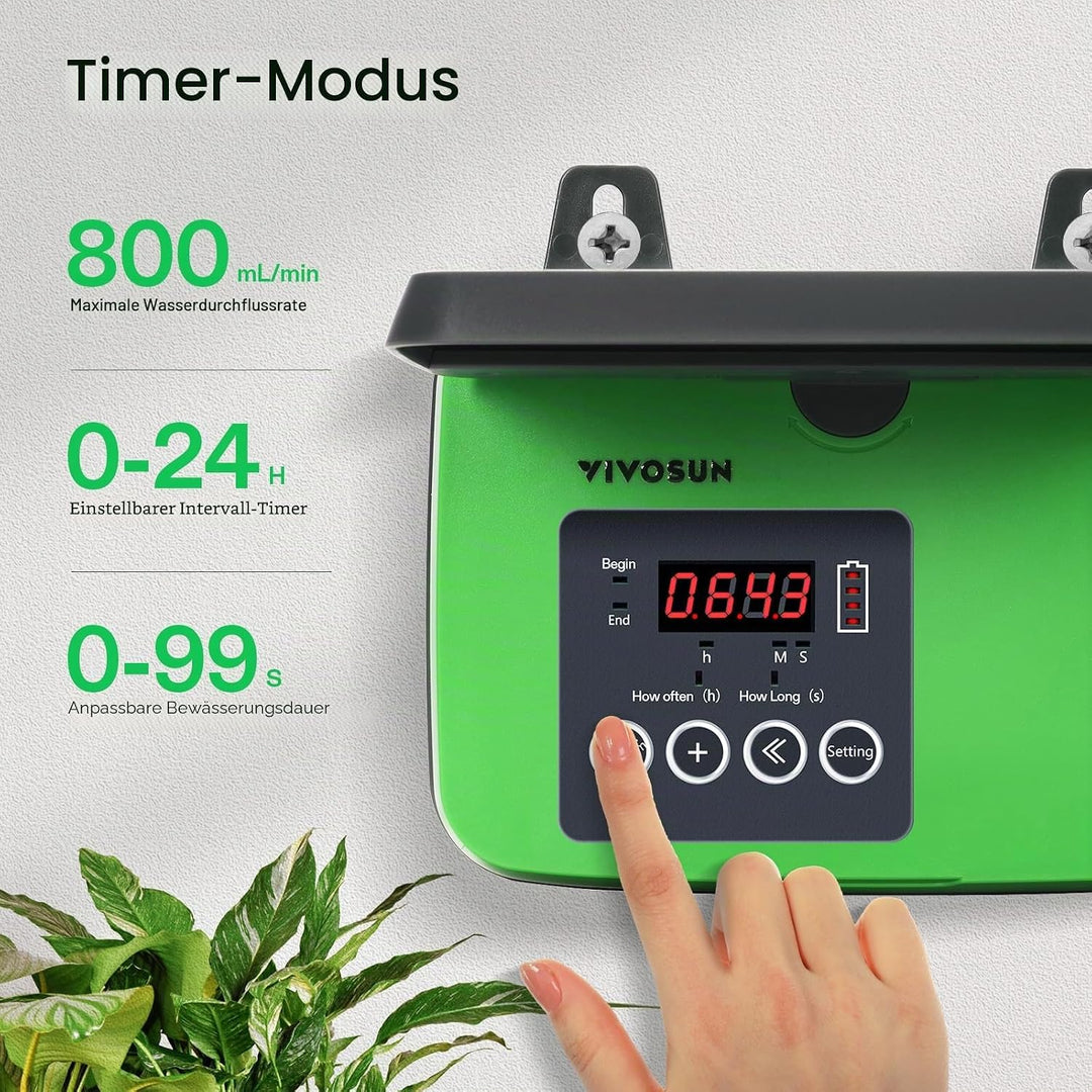 VIVOSUN Solar Automatische Tropfbewässerung Set mit Zeituhr, 3W Ausgang, Solarbetriebenes Bewässerun