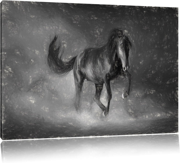 Pixxprint galoppierendes Pferd als Leinwandbild/Grösse: 100x70 cm/Wandbild/Kunstdruck/fertig bespann