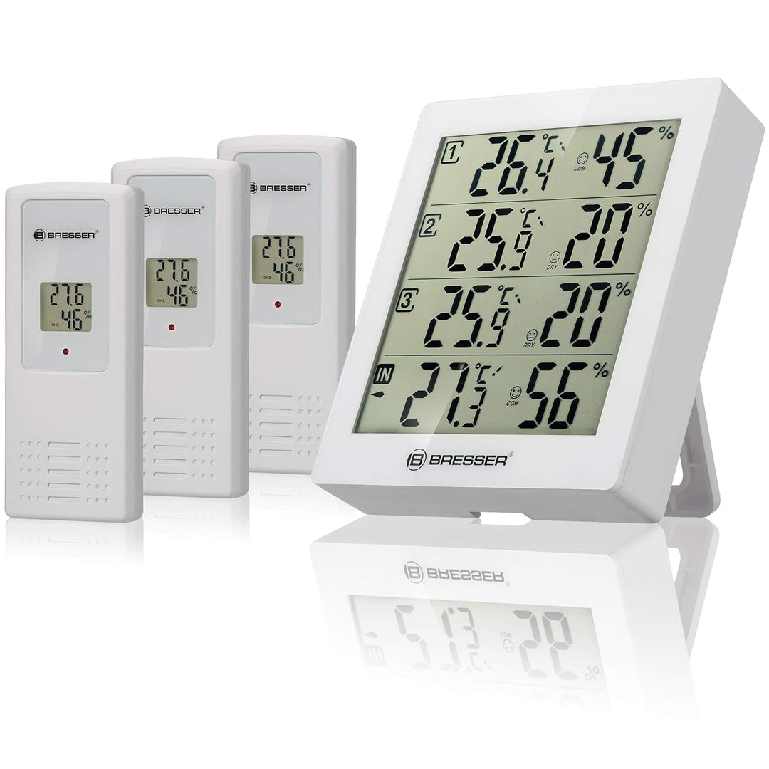Bresser Wetterstation Funk mit Aussensensor Temeo Hygro Quadro inklusive 3 Aussensensoren um bei 4 U