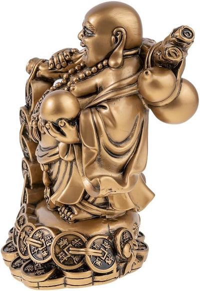 Lachender Buddha 12x10x18cm Goldfarben, 12x10x18cm Goldfarben