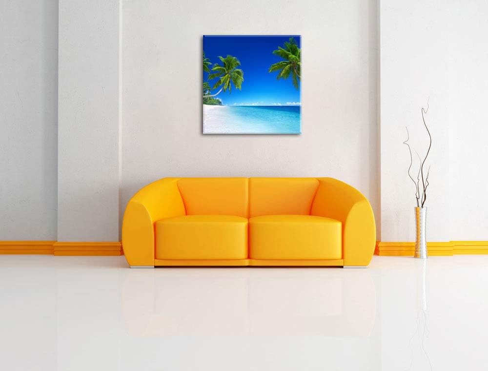 Palmen über dem Meer, Format: 70x70 auf Leinwand, XXL riesige Bilder fertig gerahmt mit Keilrahmen,